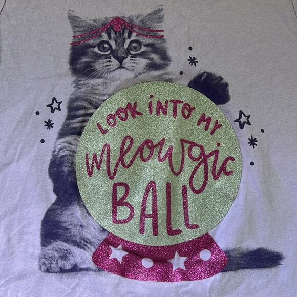 5 for $20 OshKosh Purple Kitten Fortune Teller Glitter Short Sleeve Tee - Picture 3 of 9